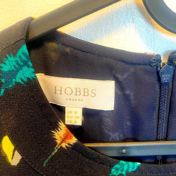HOBBS London Aideen Navy Feather Print A-Line Swing Dress - Size US4/EU36 - Picture 4 of 6
